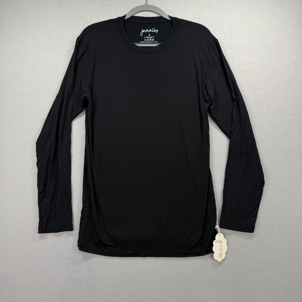 Jammies Sleep Top Mens M Black Bamboo Viscose Long Sleeve‎ Crewneck Loungewear